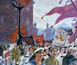 'Festivities marking the opening of the second congress of the Comintern', 1921. Artist: Boris Mikhajlovich Kustodiev