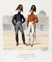 'Mousquetaires Gris, Tenue de Manége and Tenue de Socièté', 1814-15. Artist: Eugene Titeux