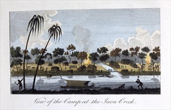 'View of the Camp at the Java Creek', 1813. Artist: John Gabriel Stedman