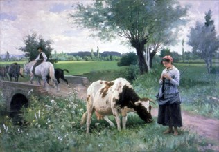 'The Well Guarded Cow', 1890. Artist: Edouard Bernard Debat-Ponsan