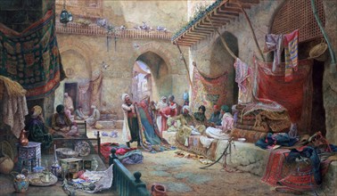 'Carpet Bazaar, Cairo', 1887. Artist: Charles Robertson