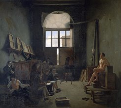 'The Workshop of David', 1814. Creator: Leon Mathieu Cochereau.