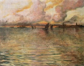 'Seascape with Distant View of Venice', 1896. Artist: Charles Cottet