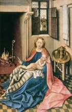 'Madonna and Child before a Fireplace', 1430s. Artist: Robert Campin