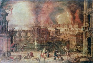 'The Fire of Troy', c. late 16th century. Artist: Kerstiaen de Keuninck