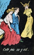 French adultery caricature postcard, c1900. Artist: Unknown