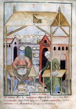 Cheese manufacture, 1390-1400. Artist: Unknown