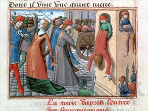 Massacre of the Armagnacs by the Bourguignons, Paris, 1418, (1484). Artist: Unknown