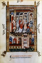 St Denis taken to Sisinnius, 1317. Artist: Unknown
