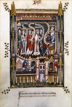 St Denis, St Rusticus and St Eleutherius before Sisinnius, 1317. Artist: Unknown