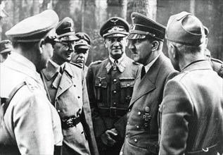 Adolf Hitler with Benito Mussoloni and senior Nazis, 1944. Artist: Unknown