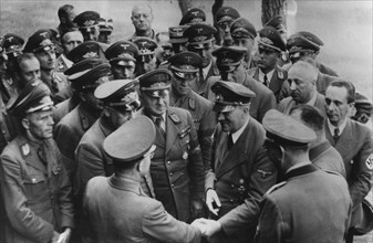 Adolf Hitler meeting with senior Nazis, Germany, August 1944. Artist: Unknown