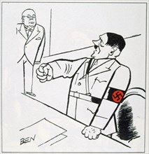 A caricature of Adolf Hitler, 1936.  Artist: Ben