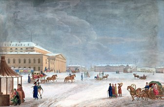 'Square and the Grand Theatre at St Petersburg', 1817. Artist: John Clark