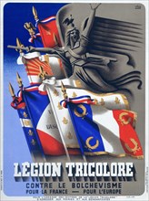 Recruitment poster for the Vichy French Légion Tricolore, 1942. Artist: Roland Hugon