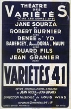 Poster advertising 'Variétés 41' variety show, France, 1941. Artist: Unknown
