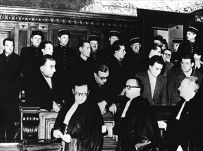 Trial of French members of the Gestapo, Paris, 1-12 December 1944. Artist: Unknown