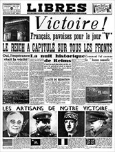 Victory!, front page of Libres newspaper, 9 May 1945. Artist: Unknown