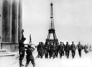 Members of the SS visiting the Eiffel Tower, Paris, July 1940. Artist: Unknown