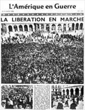 Front page of L'Amerique en Guerre newspaper, 9 August 1944. Artist: Unknown