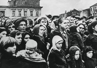 People of the Russian city of Smolensk after its liberation by the Red Army, 1943. Artist: Unknown