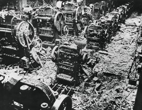 Bomb damage at a Renault factory, Sevres, Paris, 4 April 1943. Artist: Unknown
