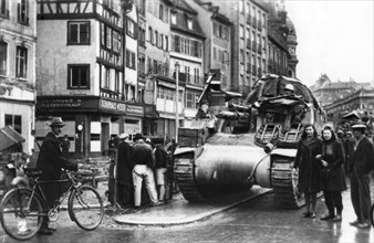 The first Allied tanks arrive in Strasbourg, Alsace, November 1944. Artist: Unknown
