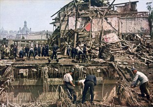 Clearing debris, Dunkirk, France, 1940. Artist: Unknown
