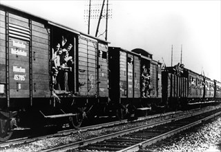 German troops arriving by train, Paris, August 1940. Artist: Unknown