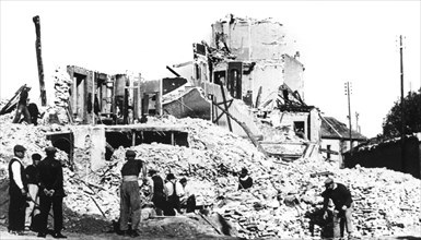 Destroyed building, liberation of France, St Cyr, August 1944. Artist: Unknown