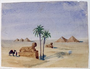 'Sphinx and Pyramids, Giza II', 1820-1876. Artist: George Sand