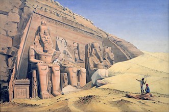 'Great Temple of Ramesses II, Abu Simbel', 1846. Artist: Louis M. A. Linant de Bellefonds,