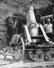 French 270 heavy artillery mortar, Artois, France, World War I,1915. Artist: Unknown