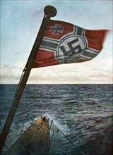 Swastika flying on a German submarine in the North Atlantic, 1941. Artist: Unknown