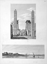 'Entrance to Luxor Temple, and View of Louqsor', 1802. Artist: Baltard