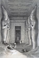 'Interior of the Great Temple, Abu Simbel', 19th century. Artist: George Moore
