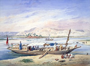 'A Boat on the Nile, Egypt', 19th century. Artist: Emile Prisse D'Avennes
