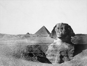 The Great Sphinx and the Pyramids of Giza, Egypt, 1852. Artist: Maxime du Camp