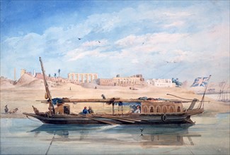 'A Boat on the Nile, Luxor, Egypt', 19th century. Artist: Emile Prisse D'Avennes