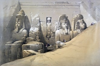 'Front Elevation of the Great Temple of Abu Simbel, Nubia', 19th century. Artist: David Roberts