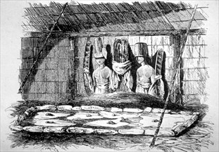 'Inside of a Funeral Hut, Tahiti', 18th century. Artist: John Webber