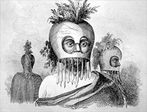 'Hawaiian Man Wearing a Gourd Mask', 18th century. Artist: John Webber