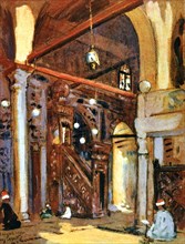 Interior of the al-Mu'ayyad Mosque, Cairo, Egypt, 1928. Artist: Louis Cabanes