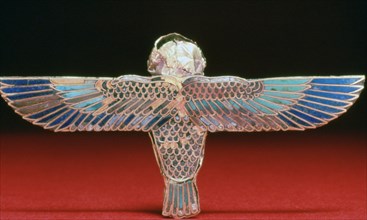 The back of a gold winged ba amulet, Ptolemaic period, Egypt, 4th-1st century BC. Artist: Unknown