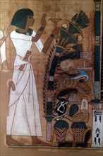 'The Fumigation of Osiris', the Book of the Dead of Neb-Qued, Egyptian, 19th Dynasty. Artist: Unknown