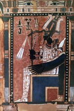 Book of the Dead of the scribe Nebqed, detail of the deceased before Osiris, 18th Dynasty. Artist: Unknown