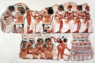 Banquet Scene, Wall Painting, Tomb of Nebamun, Thebes, 18th Dynasty. Artist: Unknown