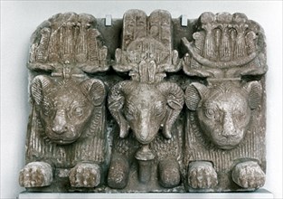 Sculpture of Three Animal Heads. Artist: Unknown