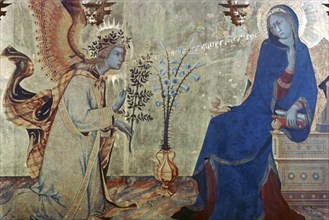 'The Annunciation and Two Saints', (detail), 1333. Artist: Simone Martini