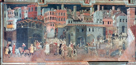 'Effects of Good Government on the City Life', (detail), c1330. Artist: Ambrogio Lorenzetti